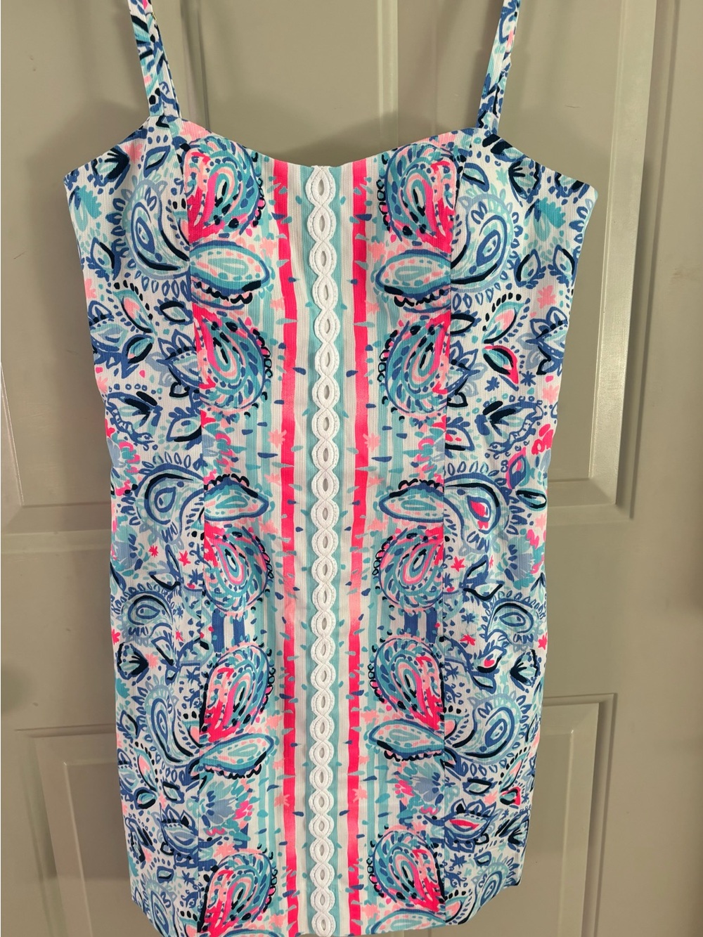 NWT Lilly Pulitzer Shelli Dress Paisley Spaghetti Strap Mini Dress in Pink & Blu